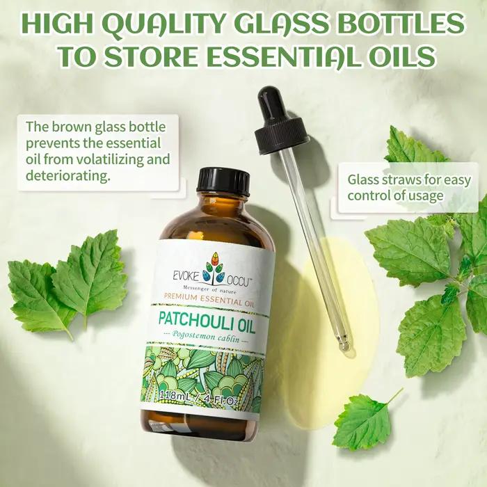 Huile essentielle de patchouli EVOKE OCCU, huile de patchouli pure pour diffuseur, massage, parfum, fabrication de bougies et de savons DIY - 118 ml/4 fl.oz