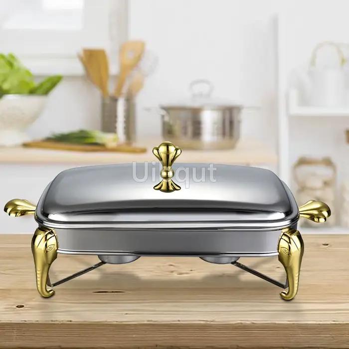 Réchaud Buffet ensemble plat de service 2,4 l 2.9 en acier inoxydable Buffet plus chaud marmite détachable avec couvercle poignée événements cuisine