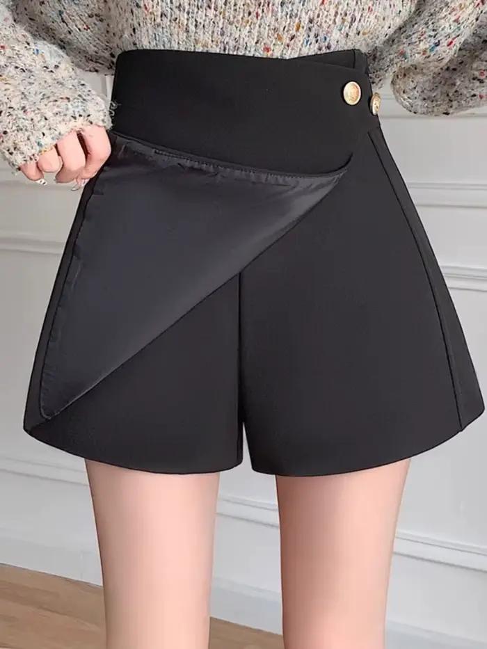 Taille haute a-ligne Mini jupe noir asymétrique femmes printemps nouveau Style minceur jupe pantalon trajet Style Polyester tissu