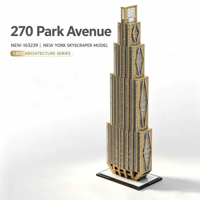 MOC-163239 Blocs de construction 270 Park Avenue, modèle d'architecture de gratte-ciel de New York à l'échelle 1:800, ornement de collection de bureau emblématique