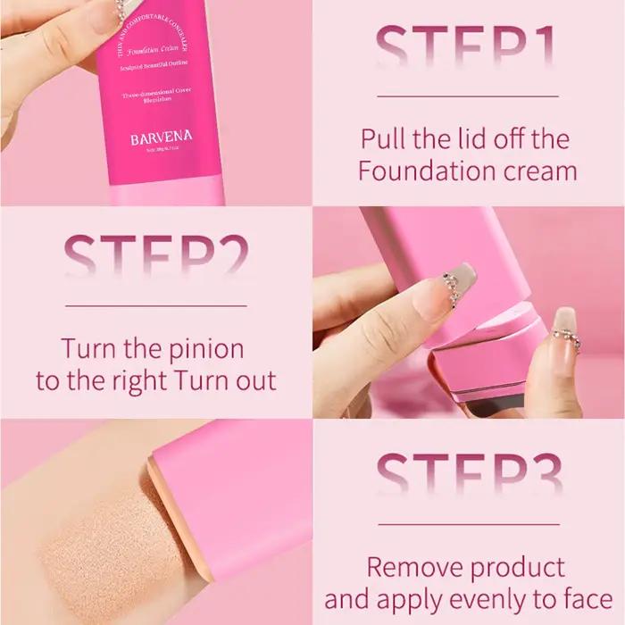 BARVENA gomme fond de teint bâton hydratant haute correcteur Base maquillage brosse intégrée effet