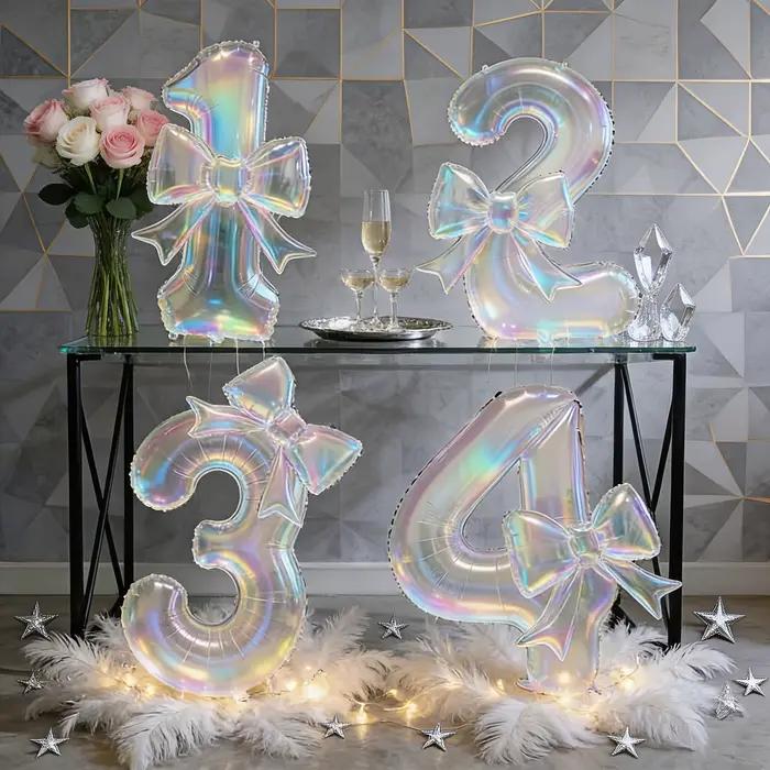 Ballon numérique transparent coloré de 40 pouces, grand ballon décoratif pour fête d'anniversaire, décoration d'événement