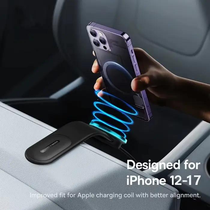 Baseus support de téléphone magnétique pour voiture 15W chargeur sans fil support de téléphone de voiture pliable pour iPhone 12-17 support tableau de bord Console centrale