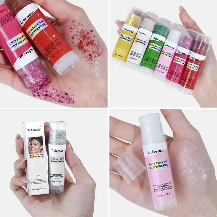 Stick scintillant pour le corps imperméable longue durée non collant avec paillettes riches et éblouissantes pour maquillage de festival et de fête occasionnelle