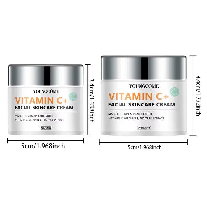 Crème hydratante pour le visage à la vitamine C avec extrait d'arbre à thé et vitamine E, crème hydratante quotidienne pour tous types de peau, boostant l'éclat du visage