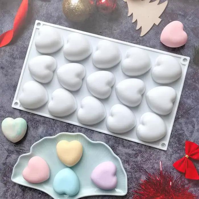 Moules de cuisson en Silicone au chocolat en forme de cœur, pour Dessert français, Mousse, pâtisserie, Fondant, bonbons, gommeux, décoration de gâteau, ustensiles de cuisson