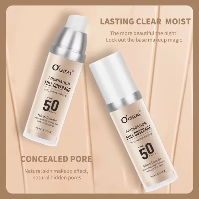 O'CHEAL 50PA +++ fond de teint liquide crème couverture durable maquillage correcteur hydratant ton peau brillante