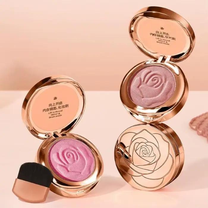 Poudre de blush gaufrée Rose avec pinceau