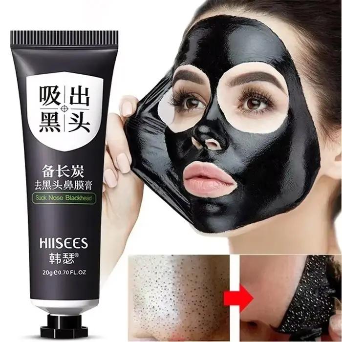 Masque anti-points noirs 20g, crème nettoyante pour le visage, rétrécit les pores, élimine l'acné et les points noirs, masque peel-off noir pour le nez, gel de soin de la peau