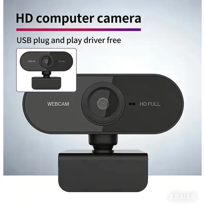 Webcam USB avec microphone, caméra d'ordinateur Plug and Play pour les appels vidéo, Zoom, Teams, streaming, compatible avec PC et Mac