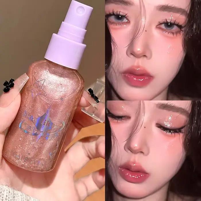 Spray de paillettes corporel liquide surligneur scintillant en diamant pour soirées et fêtes de fin d'année