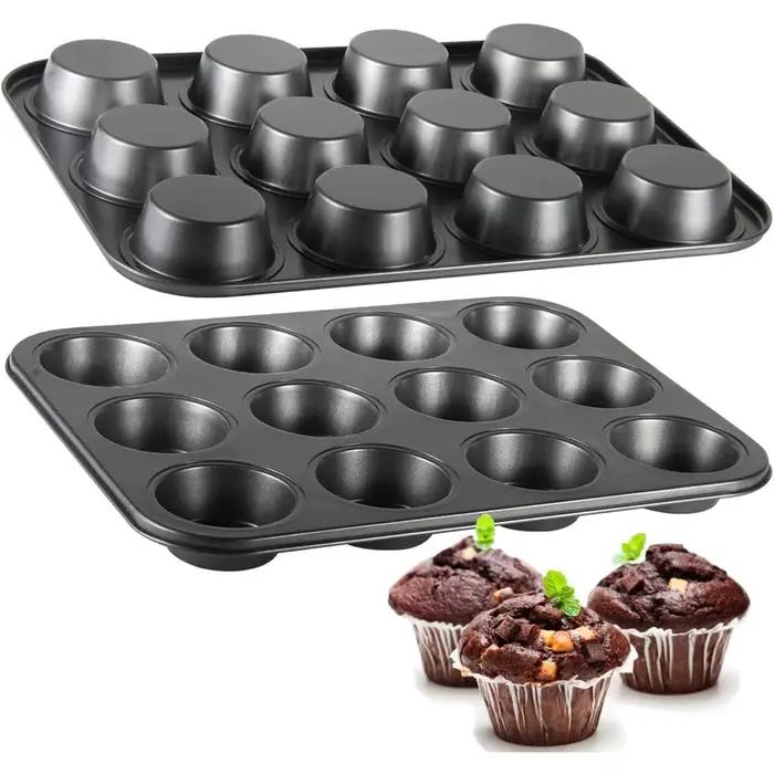 Moule à cupcakes carré 6/12 tasses, plateau à muffins, tasse en papier, plat de cuisson en acier au carbone, plat de cuisson antiadhésif, facile à nettoyer, moule à gâteau