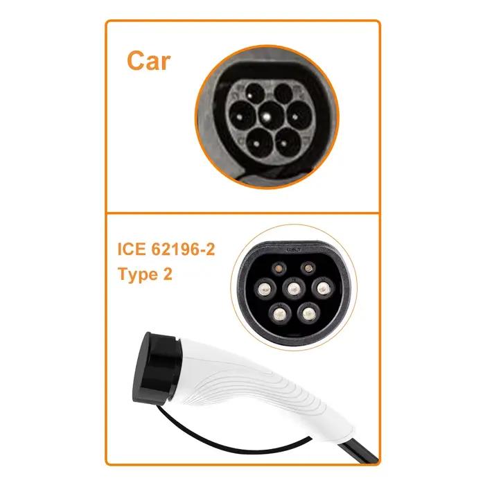11KW 16A EV chargeur Portable Type2 EVSE boîte de charge temps de rendez-vous chargeur de voiture électrique prise CEE IEC62196-2 véhicule électrique