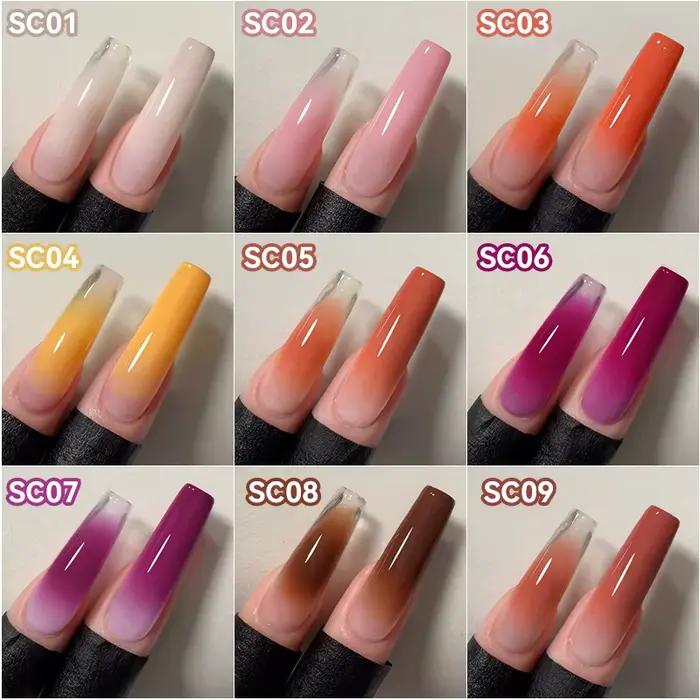 UR SUGAR 9 couleurs dégradé peinture Gel Nail Art dégradé couleur bricolage Design Gel 4 en 1 utilisé pour dégradé ongles estampage motif