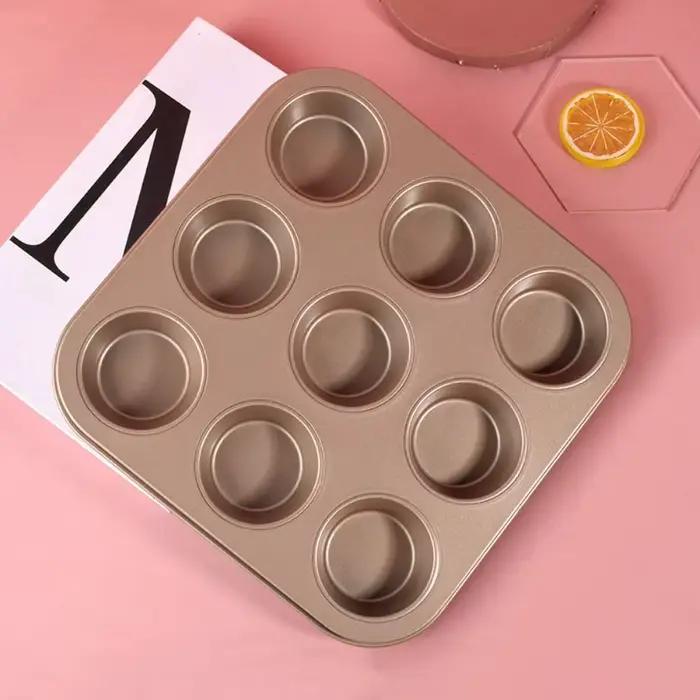 Petite poêle à muffins en acier au carbone, plateau à Dessert antiadhésif à dégagement facile, Mini moules de cuisson, fournitures de cuisson, 4/6/9/12 cavités