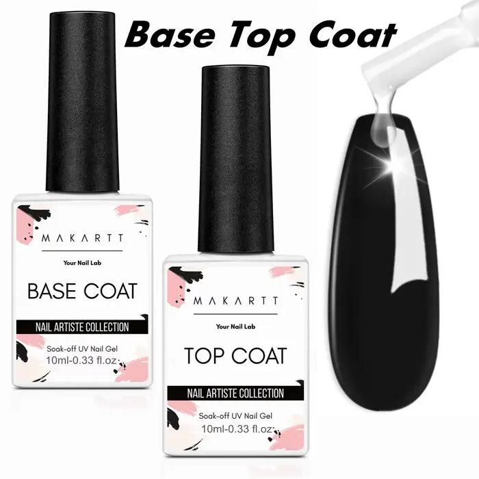 Ensemble de vernis gel Makartt, base et top coat, finition brillante sans résidu, gel base et top coat longue tenue, vernis gel pour lampe LED