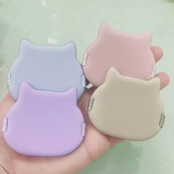 1Pc Houppette à poudre à coussin d'air en forme de chat mignon