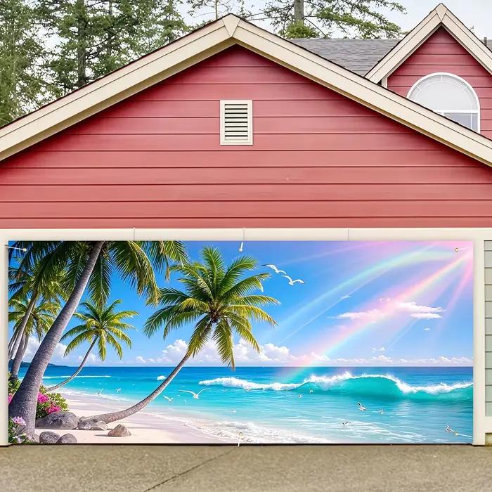 1 pièce, porte de garage en palmier de plage tropicale, adaptée à l'extérieur, au garage et à la décoration de fond de style commercial