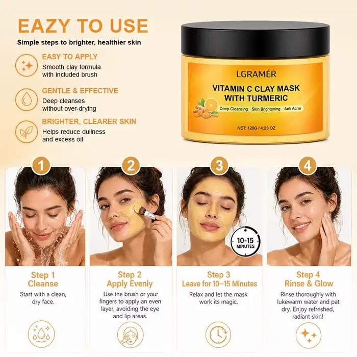 Masque à l'argile au curcuma et à la vitamine C