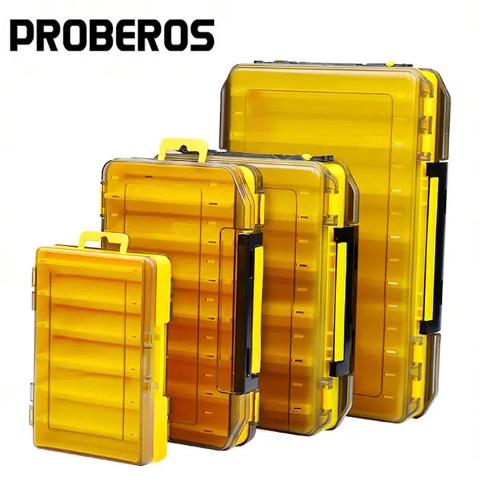 PROBEROS Boîte de rangement durable pour appâts et outils, 10 compartiments, double face, pour tous les équipements de pêche, accès facile pour toutes les aventures de pêche