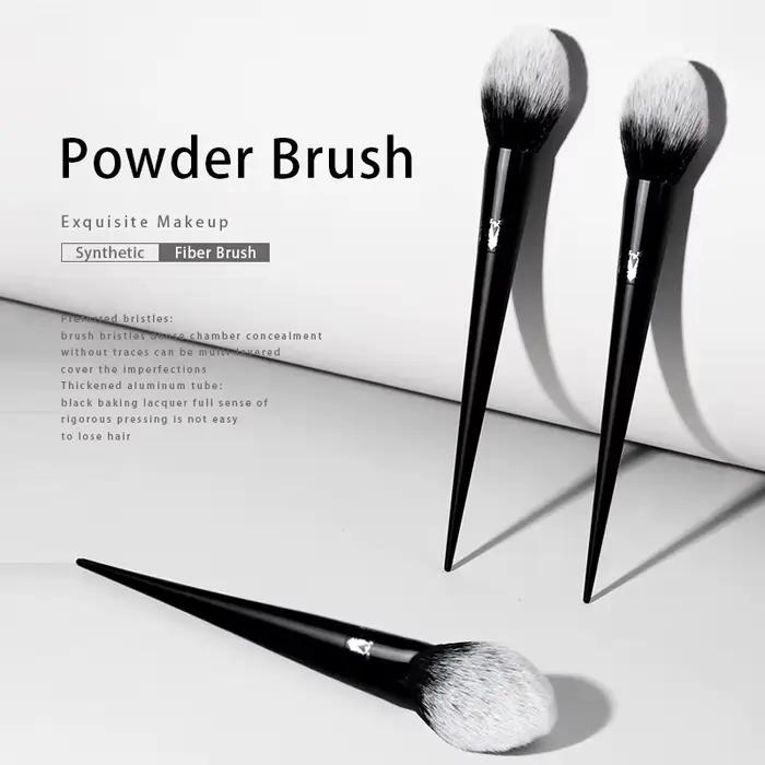 Kat Von D-pinceau de maquillage 20 pinceau à poudre cheveux en fibres douces élégant manche noir pinceaux
