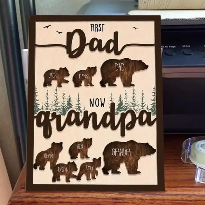 Panneau nom famille en bois à mode, plaque signalétique artisanale pour cadeau fête des pères, 20x25cm, décorations