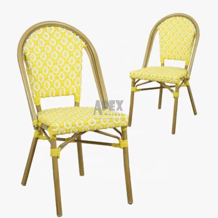 Chaise de jardin empilable en rotin, mobilier d'extérieur, Patio personnalisé, chaise en rotin de Style français