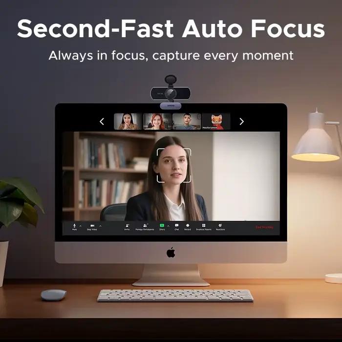 UGREEN 4K FHD 1080P Webcam 8MP pour PC, mise au point automatique PDAF, double microphones antibruit AI, caméra Web pour Zoom/téléphones/Google Meet
