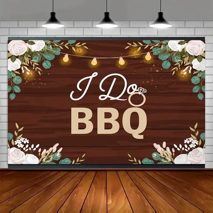 Bannière de fond - Bannière décorative de fête au motif « I Do BBQ » chaleureux et relaxant yzb