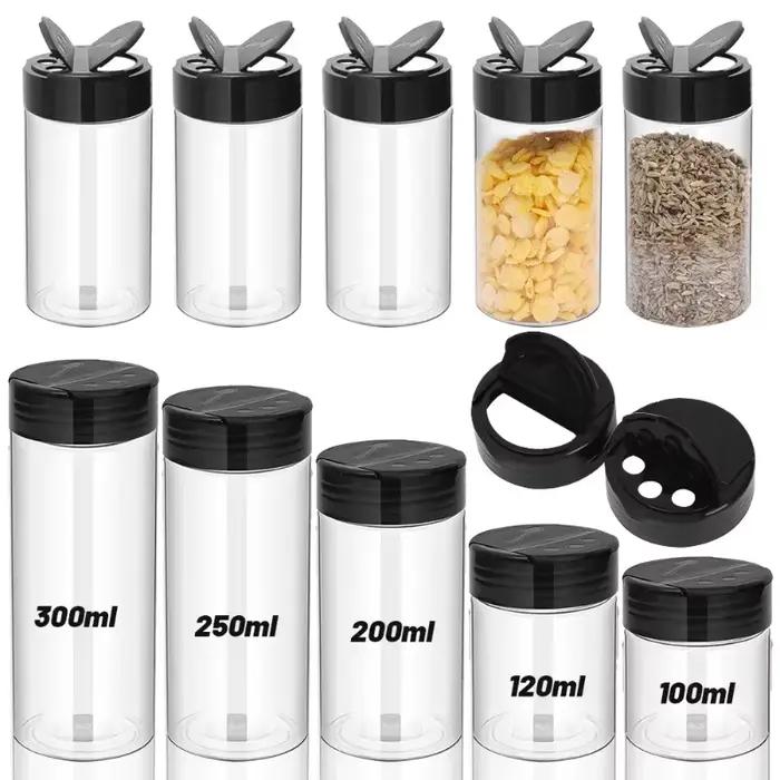 Bouteille d'épices transparente, salière et poivrière, pots d'assaisonnement en plastique pour Barbecue, boîte à condiments, boîte de stockage de poudre de cuisine domestique, 10/1 pièces