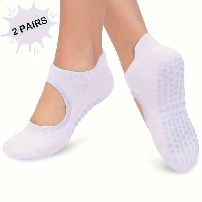 2 paires de chaussettes antidérapantes en Silicone, pour Fitness, Yoga, Pilates, conception creuse, respirantes, Absorption de la sueur