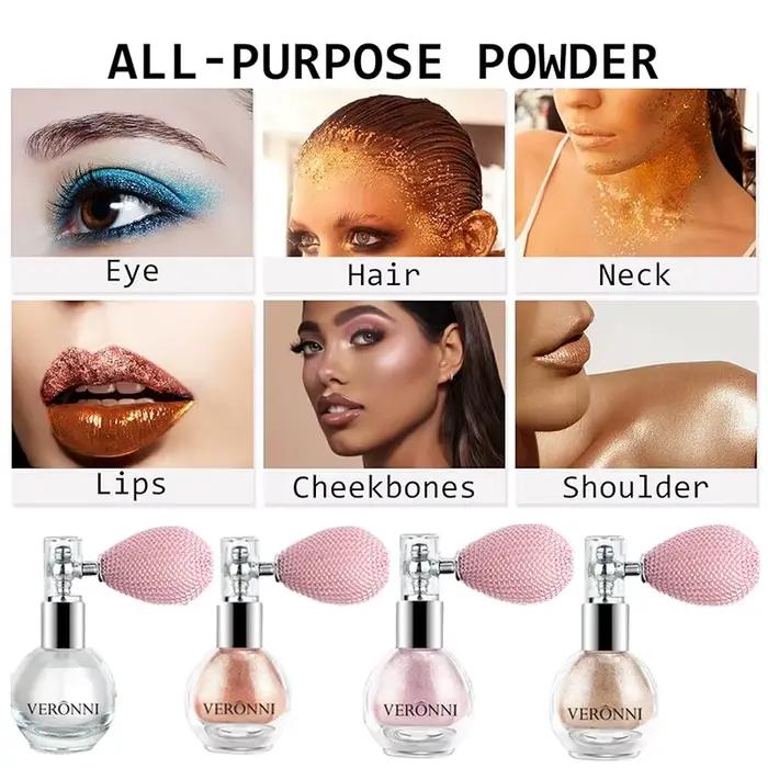 Poudre de pulvérisation scintillante diamant pour le corps, haute brillance, poudre de surbrillance, maquillage, adapté pour le visage et le corps, la peau, les cheveux, les vêtements, les cosmétiques