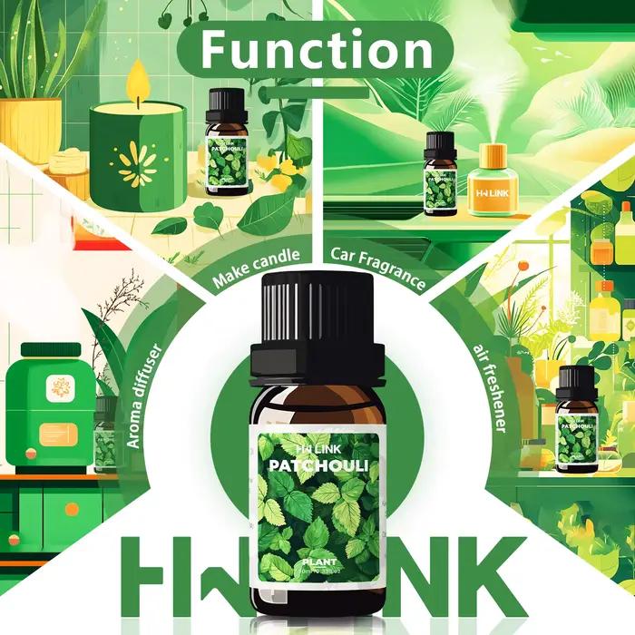 Huiles essentielles de patchouli 10 ml, 100% pures et naturelles, pour diffuseurs domestiques, aromathérapie