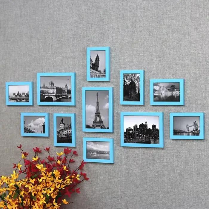 11 pièces cadres Photo mur cadre Photo Architecture cadre Photo ensemble décor moderne salon décoration de la maison marcos de fotos