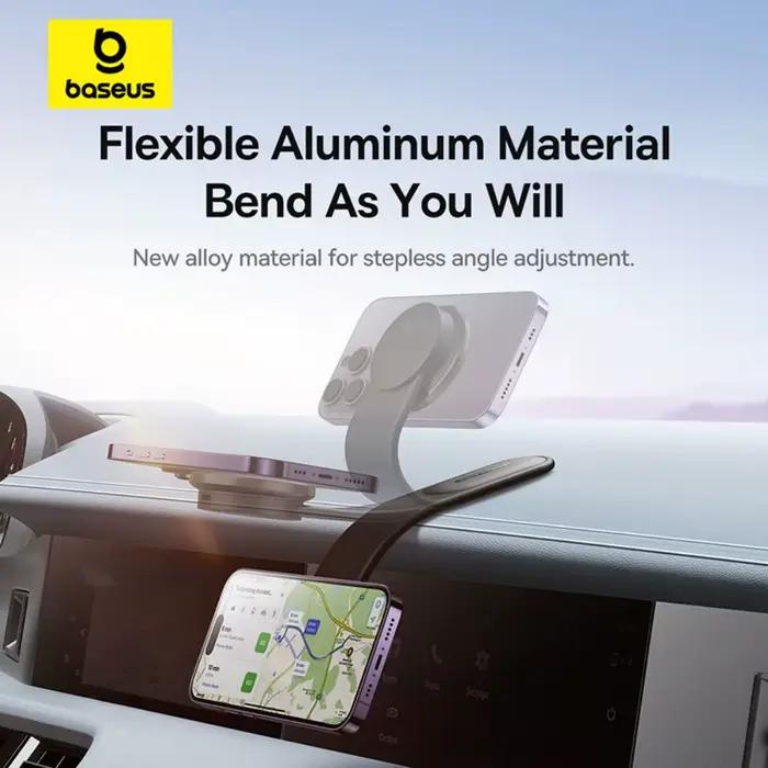 Baseus support de téléphone magnétique pour voiture 15W chargeur sans fil support de téléphone de voiture pliable pour iPhone 12-17 support tableau de bord Console centrale