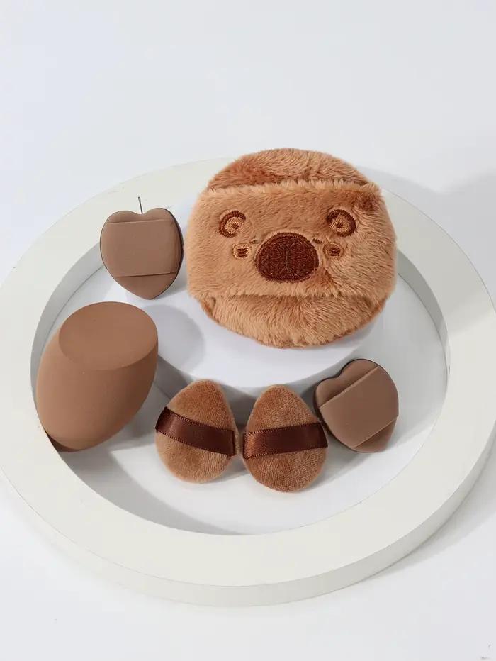 Ensemble de 6 pièces de bouffées de poudre libre brodées