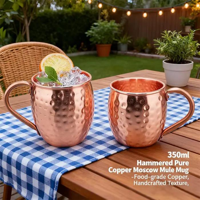 Tasse à Moscow Mule 100% Cuivre, Tasses à Bière en Cuivre Durable 350ml, Tasse à Café, Tasse à Lait, Tasse de Bar en Cuivre Pur, Articles de Bar