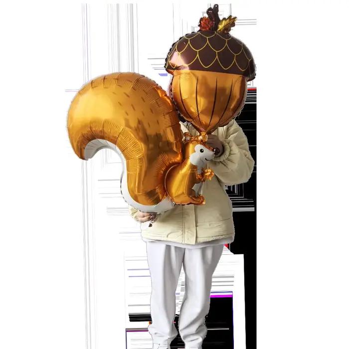 Ballons en aluminium, dessin animé mignon, écureuil, noisette, champignon, escargot, feuille d'érable, fournitures de décoration pour fête de Thanksgiving, cadeaux pour enfants