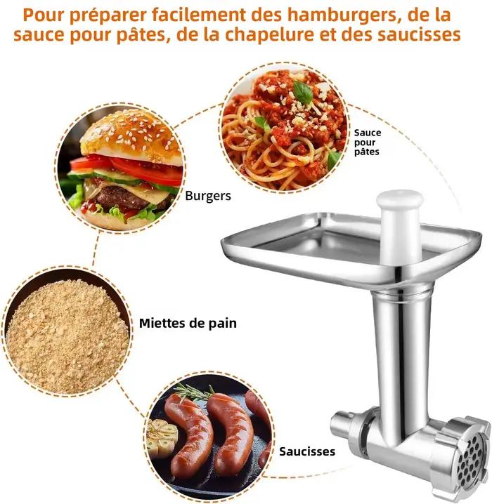 Accessoires pour robot culinaire Kenwood Chef : Hachoir à viande, moulin à saucisses et presse à nouilles