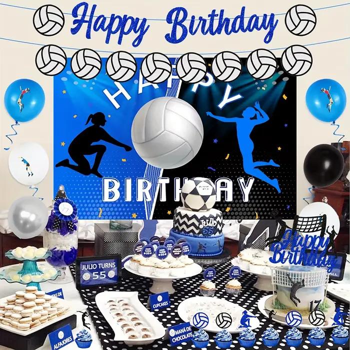 1 pièce, toile de fond de fête d'anniversaire de volley-ball, fournitures de décoration de fête d'anniversaire sur le thème du sport, arrière-plan de Photo bleu