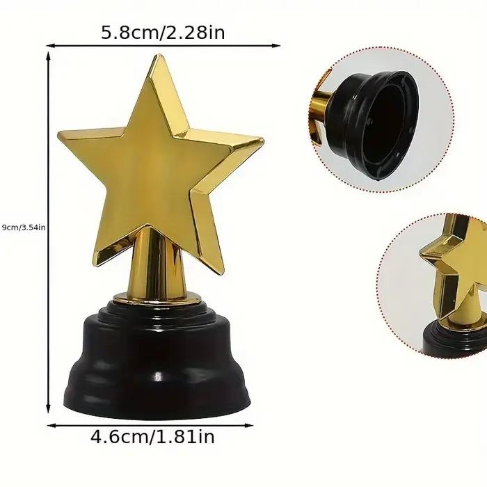 6 mini trophées étoiles dorées – Cadeaux de fête et prix de jeu pour les remises de diplômes de maternelle, les compétitions et les récompenses