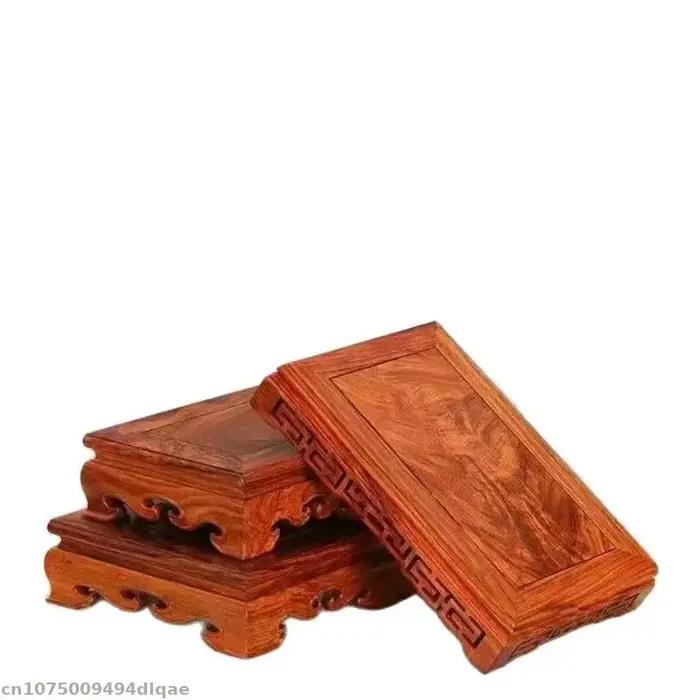 Support pour statue de Bouddha, base en bois de poirier, rétro, carré, petite table, artisanat, décoration intérieure, ornement, base pour aquarium, théière