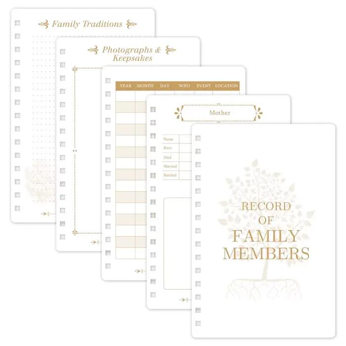 48 feuilles de livre d'histoire de la famille, un guide pour créer votre propre traçage de généalogie, origines familiales, traditions, héritiers