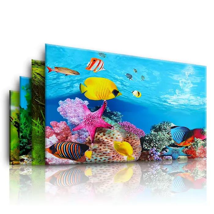 Autocollant de décoration de fond d'aquarium, autocollant de paysage d'aquarium, arrière-plan d'affiche pour Aquarium, plante d'océan, peinture de paysage aquatique