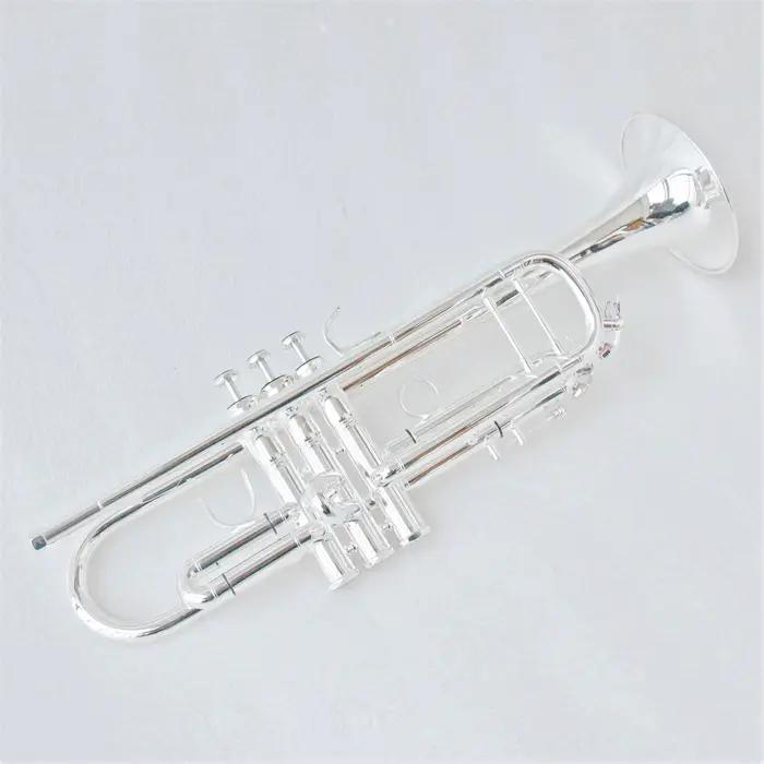 Trompettes haut de gamme en Si bémol, instruments en cuivre professionnels, trompette argentée pour les performances sur scène.