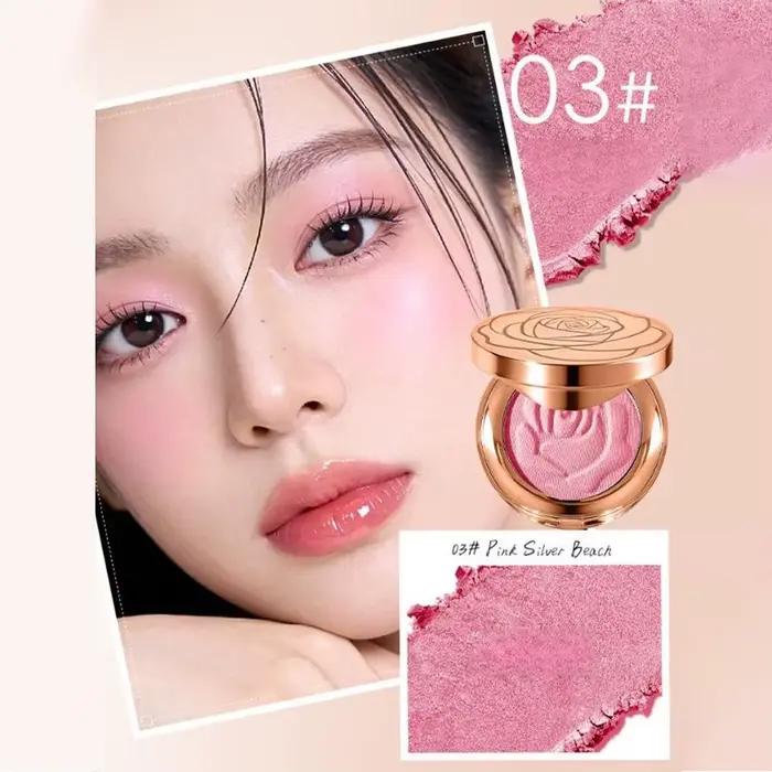 Poudre de blush gaufrée Rose avec pinceau