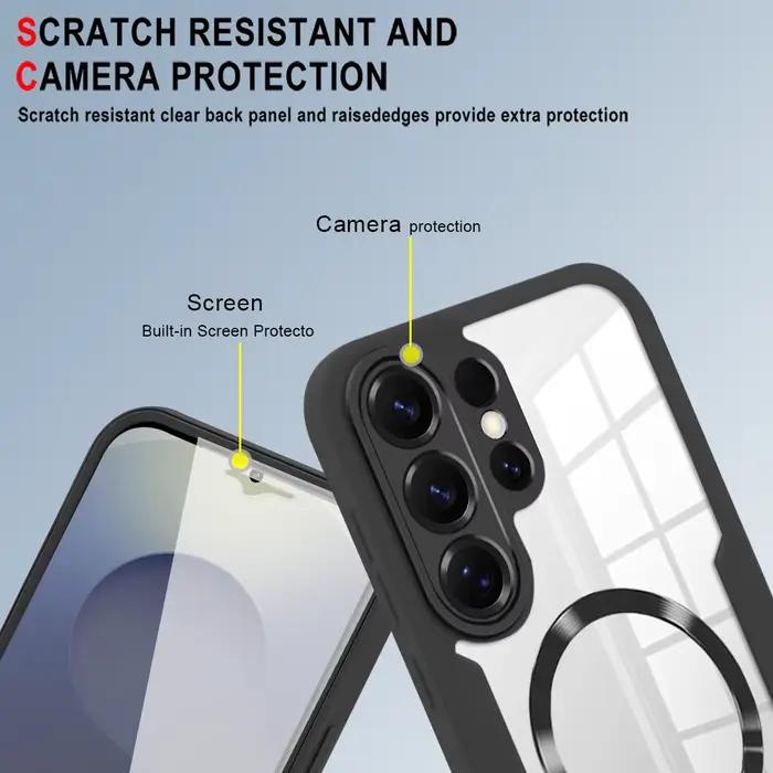 Étui magnétique transparent avec protection d'écran complète 360° pour Samsung Galaxy S26 S25 Edge S24 S23 S22 Ultra PLUS FE A07 A56 A36 A26 A16