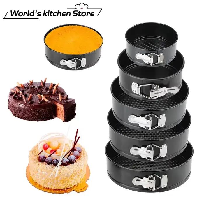 Moule de cuisson en métal antiadhésif à fond amovible, poêle à gâteau ronde, ustensiles de cuisson, moules à gâteaux en acier au carbone, accessoires de cuisine