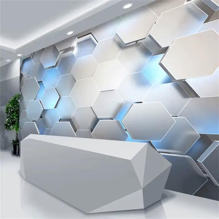 Papier peint mural 3D personnalisé géométrique pour KTV, salon de coiffure, mur de fond, vinyle adhésif, décoration de meubles, tridimensionnel