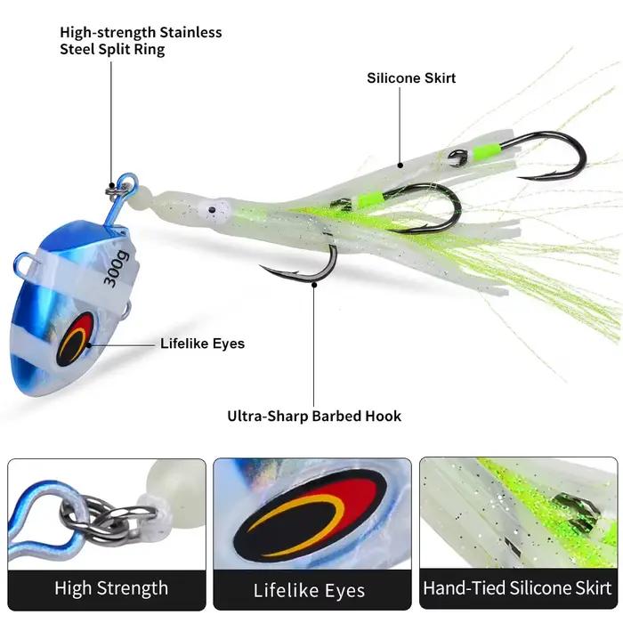 PROBEROS métal JIG lueur lente gabarits leurre 100g-300g plate-forme de calmar appât de pêche en haute mer mer mal de mer poisson à voile leurre appât inférieur